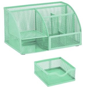 Desk Organizer Mint Green Office Desk Accessories Supplies Office Storage Desktop Pencil Pen Holder with <b>Drawer</b> Home Workspace - Product Image 3