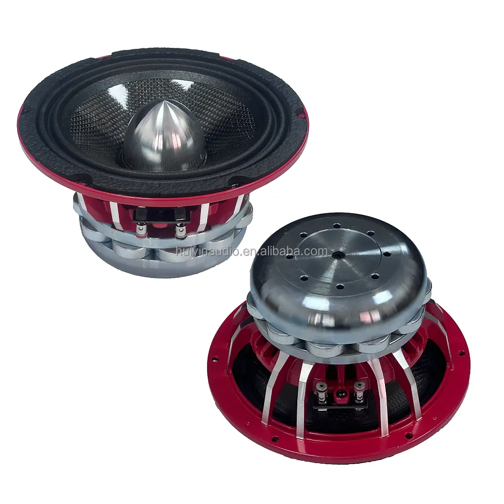 HUIYIN 650-046 Updated Version Mid Range Neo Magnet Cone Car Stereo Speakers Shiny Carbon 6.5 Inch 200watt OEM 200W 4 Ohm 12-24v