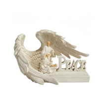 Vente Flash : Scène de Crèche Religieuse de Noël en Résine avec Ailes d'Ange, Figurines Décoratives de la Sainte Famille