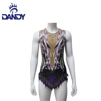 Body de compétition pour filles entièrement sublimation de couleur ombrée Fabricants de justaucorps de gymnastique scintillants pour adultes Tenues d'équipe à manches longues
