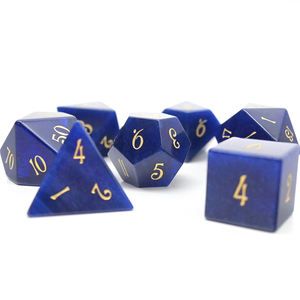 Nouvelles arrivées en stock : Jeu de dés DND gravés en aventurine bleue mystique, 7 dés en pierre précieuse foncée, au meilleur prix - Product Image 2