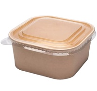 Boîte alimentaire carrée personnalisée en papier kraft recyclable de 6,9'' avec pelliculage mat et gaufrage pour salades, charcuteries, nouilles, sushis et autres.