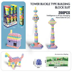 6PCS pädagogische DIY Bausteine Tower Buckle Type Blocks Fliesen Set Tower Wechselbare Bausteine Model Creator