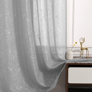 Lusso lamina d'oro Glitter trasparenti tende grigio oro tessuto <span class=keywords><strong>con</strong></span> Grommet in stile moderno finestre piatte per casa soggiorno Cafe - Product Image 2