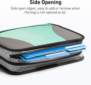 Organiseur de documents familial BSCI avec fermeture éclair à 3 anneaux, classeur professionnel avec pochette extensible et bandoulière - Product Image 4