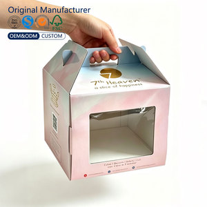 Boîte à gâteau personnalisée avec logo, 6/8/10/12 pouces, fenêtre transparente, boîte carrée haute en carton ondulé pour mariage, anniversaire, boulangerie, matériaux recyclés - Product Image 2