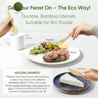 Ensemble de couverts jetables en bambou compostables, couteau, fourchette et cuillère, écologiques et adaptés aux aliments, pour barbecue, banquet, pâtisserie