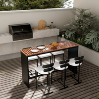 Ensemble de meubles de bar d'extérieur, comptoir de bar en métal avec tabourets de bar pour café, hôtel, patio, terrasse