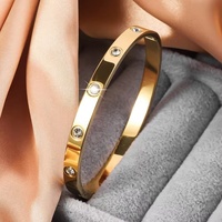 Vente en Gros Bijoux en Acier Inoxydable Plaqué Or 18 Carats Luxe Pulseiras Strass Cristal Pulseras Mujer Bracelets et Joncs pour Femme