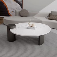 Table basse ronde moderne de luxe italienne en pierre frittée, ensemble de tables gigognes pour appartement, prix de gros usine