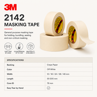 Ruban de masquage 3M 2142, ruban en papier crépon brun de 0,14 mm pour la peinture et la fixation temporaire