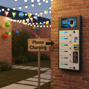 ZEN Pro 6 Bay Outdoor Charging Locker avec écran publicitaire 14 pouces, station <span class=keywords><strong>de</strong></span> recharge à paiement par <span class=keywords><strong>carte</strong></span>, prend en charge Google Pay et Visa Card - Product Image 1