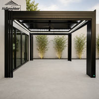 Pergola motorisée Airfun Outdoor, résistante aux intempéries, en aluminium avec revêtement poudré, toit à lames orientables, imperméable, pavillon de patio avec éclairage LED