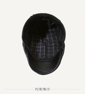 หมวกเบเร่ต์หนัง PU สำหรับผู้ชาย หมวกทรงแบน อุ่นสบายสำหรับฤดูหนาว - Product Image 3