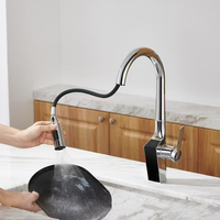Robinet de lavabo thermostatique en laiton de qualité, à montage sur comptoir, avec douchette extractible, design moderne, eau chaude/froide