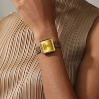 Montres de luxe Gohuos 7826, or et noir, pour femmes, design simple et tendance, cadran carré, étanches, quartz, acier inoxydable.