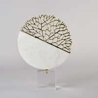 Art moderne décoration de la maison meuble TV lumineux de luxe à la mode marbre artisanat argent arbre ornement pour bureau objets décoratifs