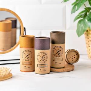 Barattolo Artigianale in Materiale Naturale, Tubo Vegano Organico, Supporto Rigido Sagomato in Cartone Kraft Marrone per Confezionamento di Polveri - Product Image 1