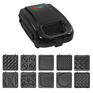 เครื่องทำวาฟเฟิลแซนวิชไฟฟ้าแบบ10 in 1พร้อมจานที่ถอดออกได้สำหรับวาฟเฟิลฟองโดนัทอาหารเช้าขนมหวานคริสต์มาสแบบกำหนดเอง - Product Image 2