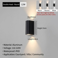 Lumière murale à détecteur de mouvement extérieur, IP65, étanche, en aluminium, LED, pour jardin et couloir