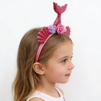 Serre-tête queue de sirène scintillante pour femme, coquillages et fleurs, accessoire de cheveux réutilisable en plastique pour enfants, personnalisé pour fête, anniversaire, Halloween