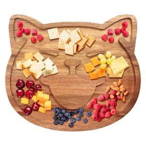 Wooden Cat <b>Tray</b> Acacia Solid Wood Serving Platter For Breakfast Tea Coffee Party <b>Snacks</b> - Product Image 1