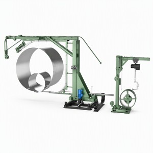 Machine de cerclage semi-automatique pour bobines d'acier, orientée vers l'atelier, avec système de bras oscillant réglable pour l'emballage de métaux lourds - Product Image 3