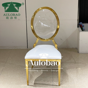 เก้าอี้จัดงานแต่งงานแฟนซีกรอบสแตนเลสสีทองด้านหลังอะคริลิคใส - Product Image 3