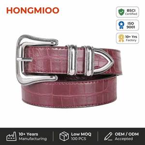 Estilo casual senhoras PU couro cinto cravejado com crocodilo e cobra design liga fivela cinto - Product Image 1