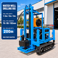 Mini foreuse de puits d’eau sur chenilles 200m 50HP avec tiges et trépan machine pour forer des puits pour alimentation rurale