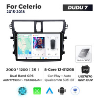Lecteur multimédia MEKEDE DUDU7 12 + 512G GPS Navigation 2K Ecran Lecteur voiture-play Android Auto Audio Radio pour Suzuki Celerio 2015-2018