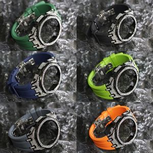 Ensemble de boîtier complet en diamant <span class=keywords><strong>bracelet</strong></span> gravé 5A bling bling zircon vente en gros pour GA2100 GA2110 <span class=keywords><strong>CASIOak</strong></span> mod kits pièces de montre - Product Image 1