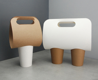 Plateau porte-gobelets multiple avec poignée, pour boissons au lait, café, papier kraft, vente en gros, écologique, à emporter, jetable