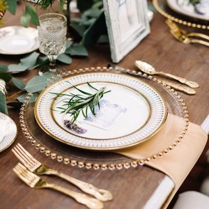 Charger Plates Bulk Clear Charger Plates With Gold Beads Set Of