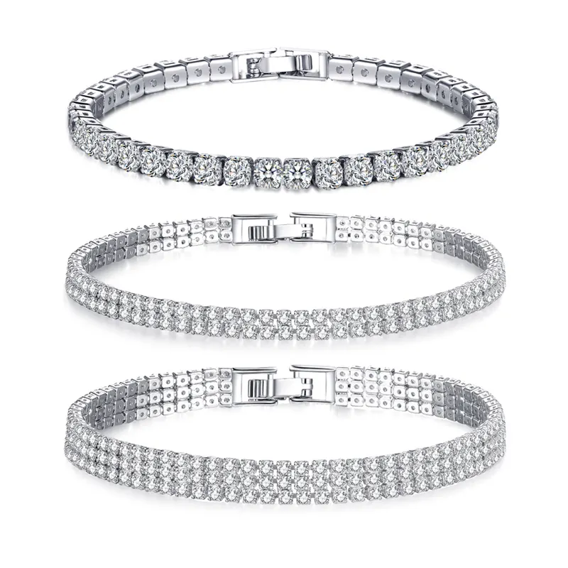 2019 mode armband schmuck CZ messing armbänder luxus silber kette kristall tennis armband für frauen