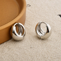Boucles d'oreilles minimalistes en cuivre plaqué or véritable, style Instagram Dongdaemun, finition unie, pour femmes, bureau/carrière