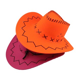 หมวก<span class=keywords><strong>คาวบอย</strong></span>ผ้าสักหลาดสำหรับผู้หญิงผู้ชาย,หมวก<span class=keywords><strong>คาวบอย</strong></span>สีส้มมีสายดึงคอปรับได้ - Product Image 2