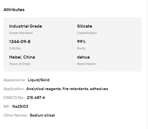 Silicate de sodium à 99 % de pureté, verre aqueux, liant inorganique solide-liquide pour la construction, les revêtements et les applications industrielles - Product Image 6