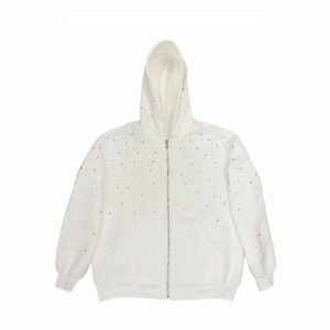 Sweat-shirts pour hommes en coton de haute qualité, personnalisés, colorés, avec diamants, à capuche zippée, entièrement ornés de strass - Product Image 3