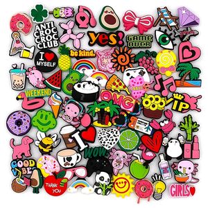 Funky PVC 2D scarpe charm cibo frutta frasi dei cartoni animati disegni alla rinfusa Anime animali scarpe decorazione per zoccoli all'ingrosso - Product Image 2