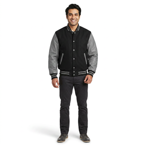 Servicio OEM ahora disponible en chaquetas universitarias ajustables para hombres Cuello alto Tela de lana CollegeBaseballjacket para hombres - Product Image 1
