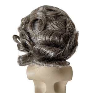Remplacement de <span class=keywords><strong>cheveux</strong></span> humains vierges européens # Prothèse capillaire en PU 740 nœuds couleur brun <span class=keywords><strong>clair</strong></span> gris, unité complète à peau fine 8x10 pour hommes blancs - Product Image 5