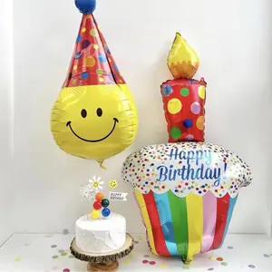 バースデーケーキアルミニウムフィルムバルーン子供の誕生日パーティー写真シーン装飾アレンジメントキャンドルバルーン