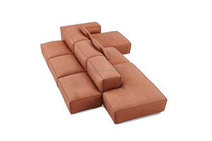 ชุดโซฟาแบบแยกส่วนสไตล์อิตาเลียนมินิมอลแบบกลับด้านได้, ไม้สนและเครื่องหนังนำเข้า, คฤหาสน์, โซฟาบล็อคเต้าหู้ในห้องนั่งเล่น - Product Image 3