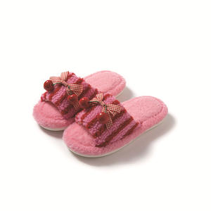 Arc de cerise en peluche ouvert pour femmes rayé pour pantoufles transfrontalier pour <span class=keywords><strong>Amazon</strong></span> contraste couleur respirant coton Maiden Mao - Product Image 5