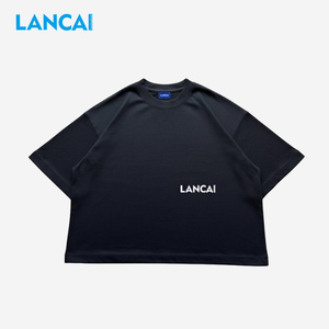 LANCAI High Quality Men's Pink Baggy Short Sleeve O-Neck Cotton Jersey T-Shirt Regular Fit Casual Letter Print Front <b>Logo</b> - Product Image 2