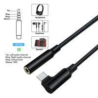 Abgewinkelter USB-Typ-C-Stecker auf 3,5-mm-Buchse Kopfhörer-Kopfhörer anschluss Audio-Aux-Konverter-Adapter kabel mit DAC-Chip