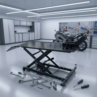 Table élévatrice pneumatique pour réparation de moto Jierui JR001 avec roulettes, capacité 800/1000 lbs, conception facilement déplaçable, garantie 1 an