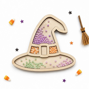 Bases de madera en blanco para cuentas de Halloween, con diseños de murciélago, fantasma, calavera y sombrero de bruja, para pintura de diamantes DIY, suministros de decoración hechos a mano para fiestas infantiles - Product Image 3