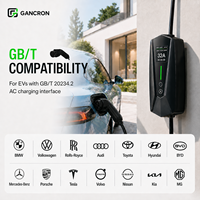 Chargeur EV portable GANCRON GBT 7kW GB/T Gun 32A 220V AC rapide avec WiFi et prise CEE bleue pour la maison